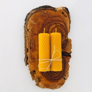 Hand Rolled 100% Organic Beeswax Candles Set (2 Pieces) Natural Air Purifier