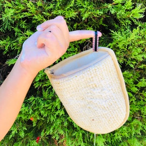 Handmade Natural Loofah Sponge and Wool Body Scrubber