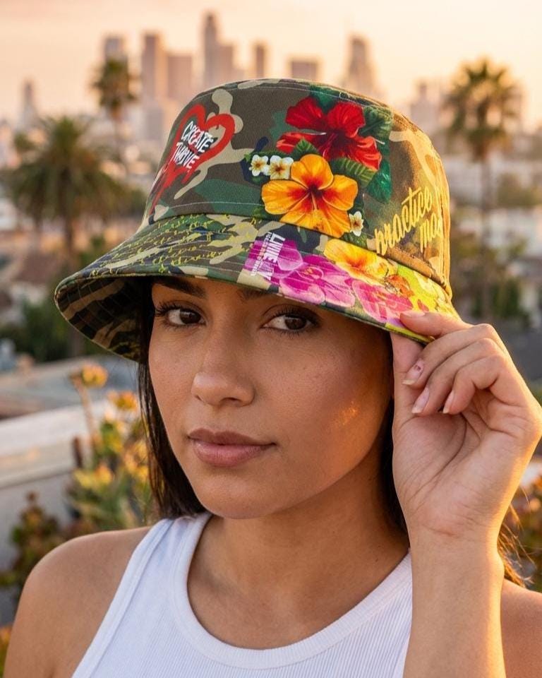 Create & Thrive LA Floral Camo Vibrant Bucket Hat, Urban  display picture 1