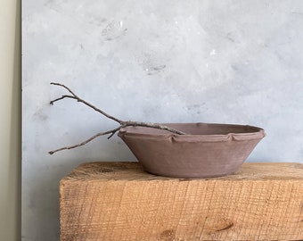 rustic brown handmade decorative bowl 9" wide| wabi sabi japandi style dish| handmade hand painted artisan ceramic dish