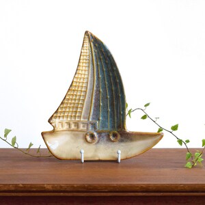 Vintage Ceramic Sailboat Shaped Decorative Tray