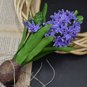 Real touch hyacinth  Cold Porcelain Flowers Artificial Hyacinth Botanical sculpture Violet Hyacinth Hand Sculpted Hyacinth clay