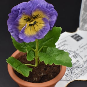 Cold porcelain pansies arrangement polymer clay flowers artificial pansies bouquet pansies floral centerpiece Viola