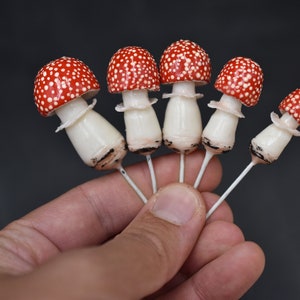 Miniature Mushroom Figurines: Realistic Cold Porcelain Terrarium Decor
