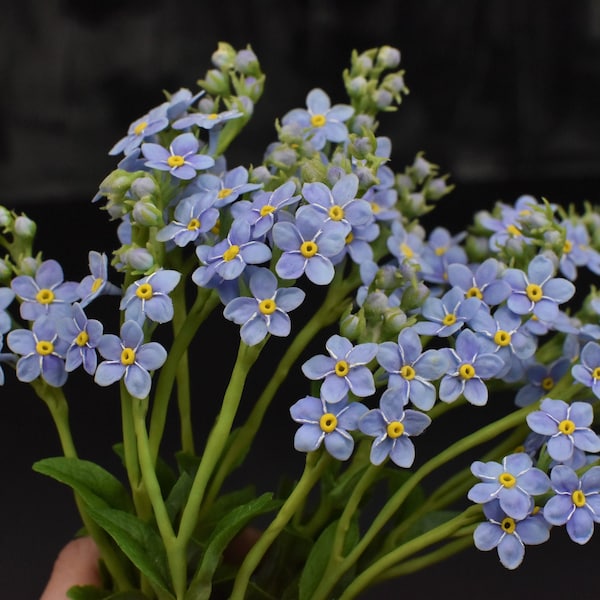 Forget-me-notes made from air dry clay Clay flower Cold porcelain flower arrangement Real touch flowers Artificial flowers Realistic flower