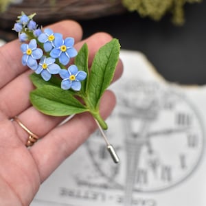 Forget-Me-Not Brooch: Handmade Air-Dry Clay Flower Pin