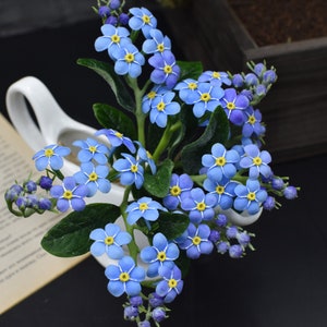 Air Dry Clay Forget-Me-Not Bouquet: Handmade Realistic Flower Arrangement