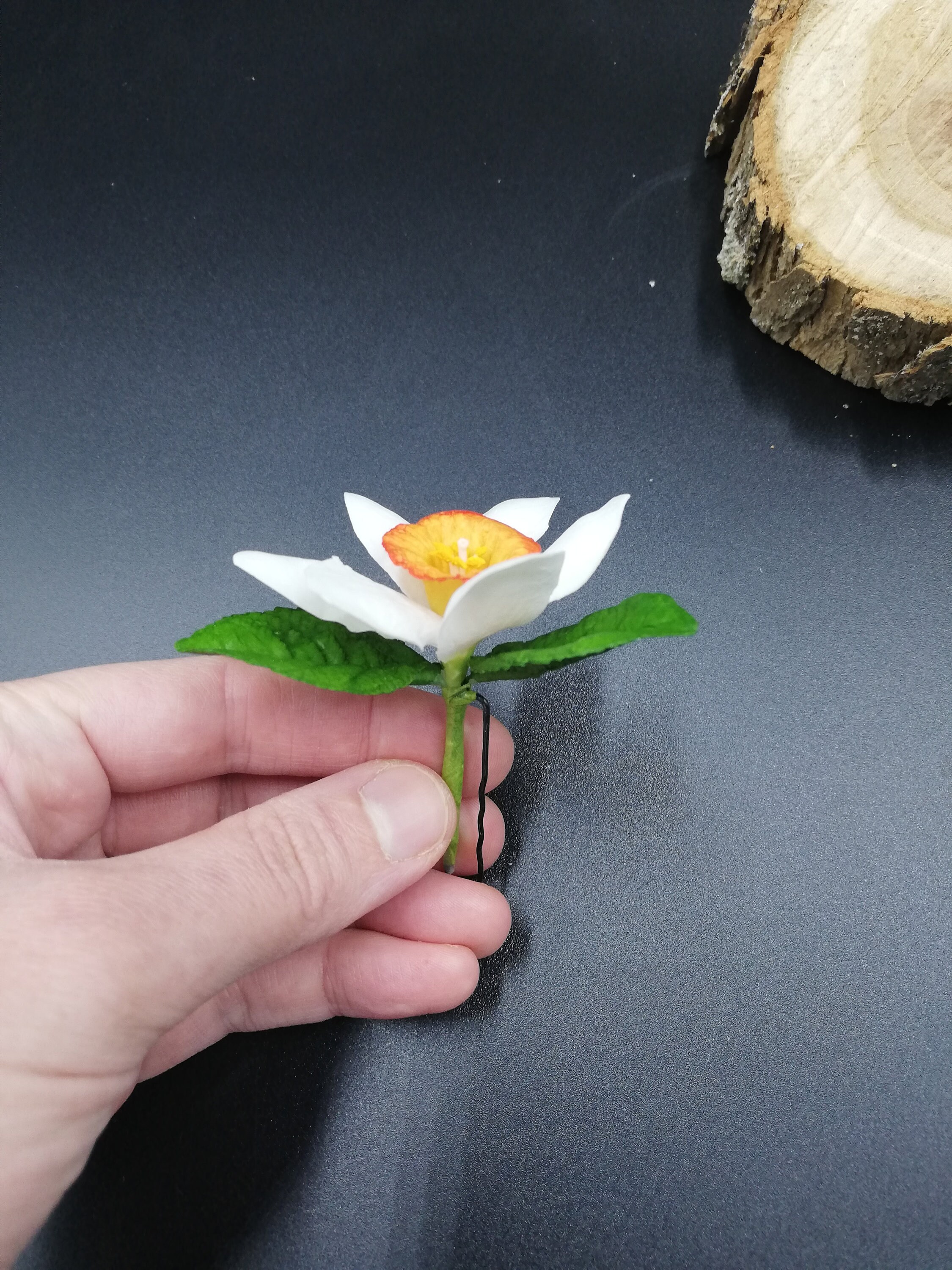 Bridal hair flower Hairpin narcissus Hair ornaments Flower Etsy