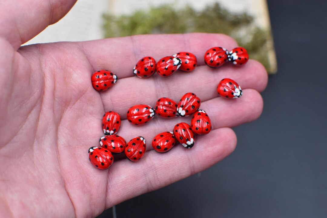 Set Miniature Ladybug Brooch: Realistic Clay Pin, Spring Jewelry