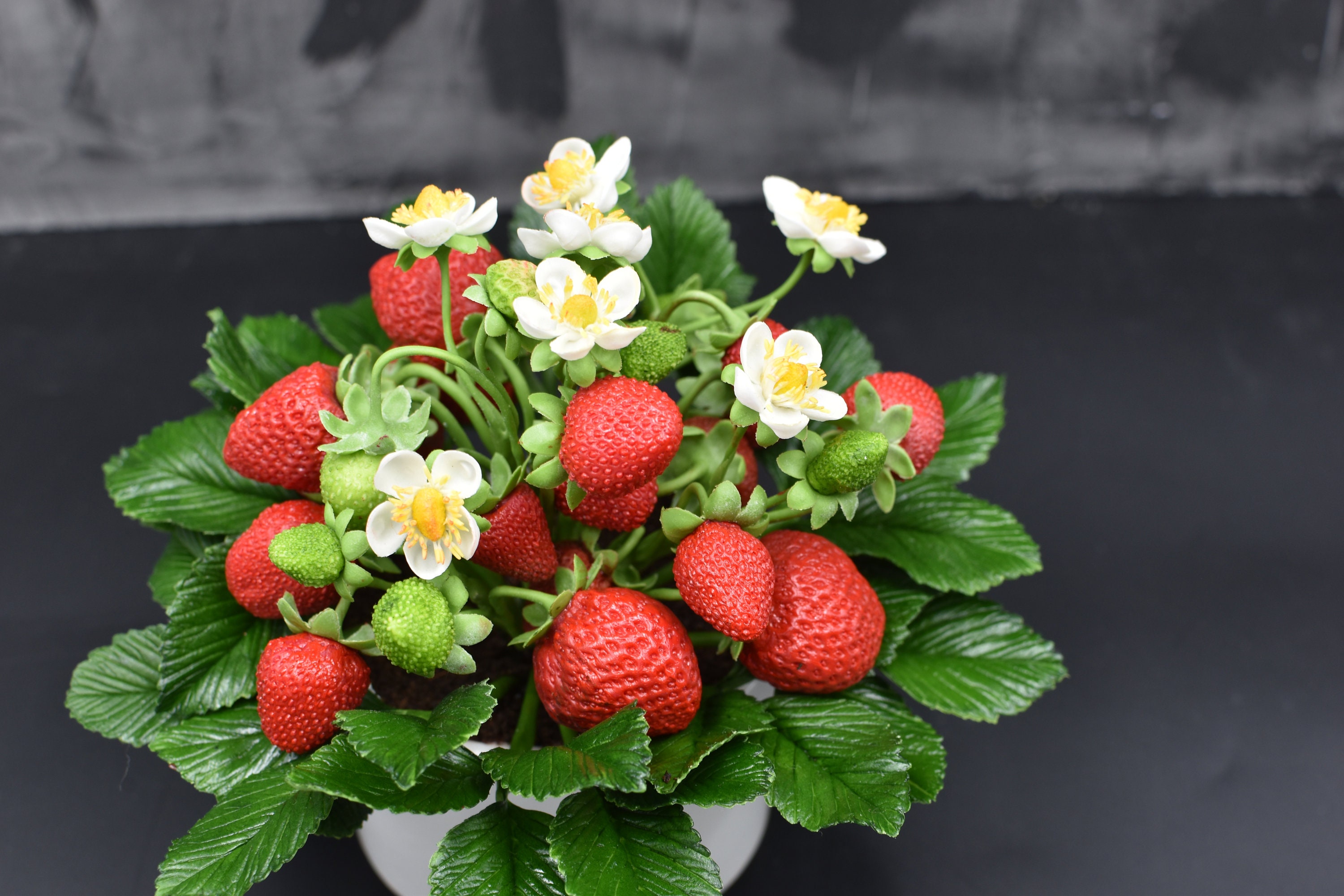 Cold Porcelain Strawberry Flowerpot: Handmade Berry Decor - Etsy