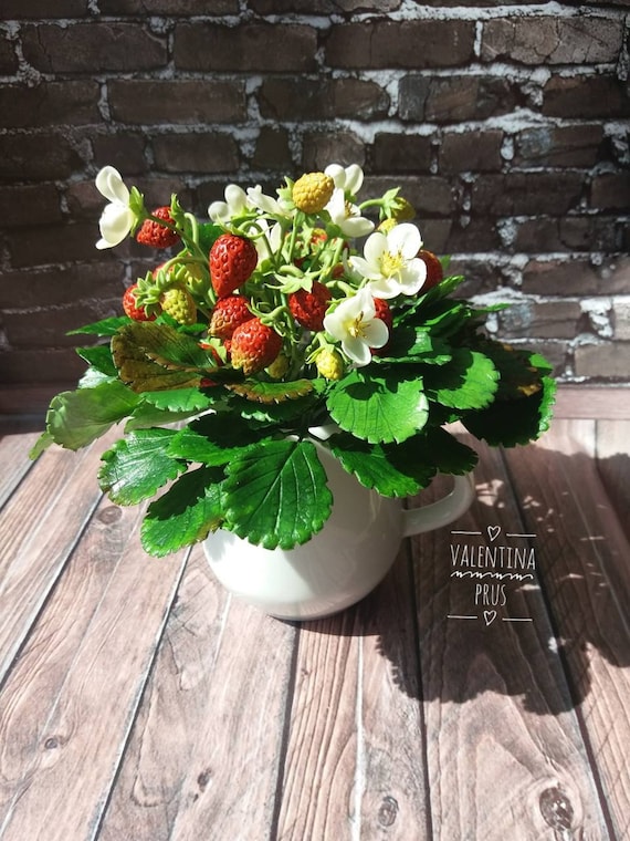 Handmade Cold Porcelain Strawberry Flower Arrangement - Etsy