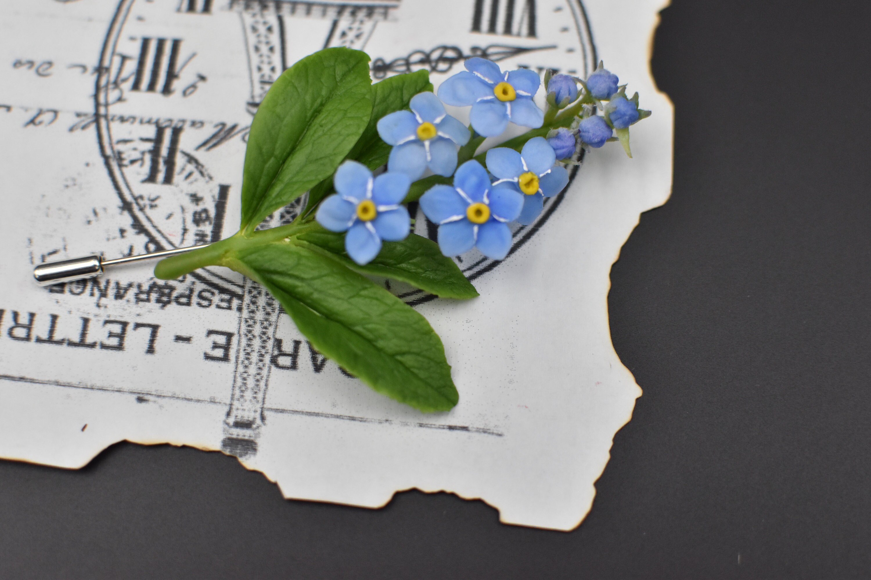 Buy Forget-me-not Brooch: Handmade Air-dry Clay Flower Pin Online
