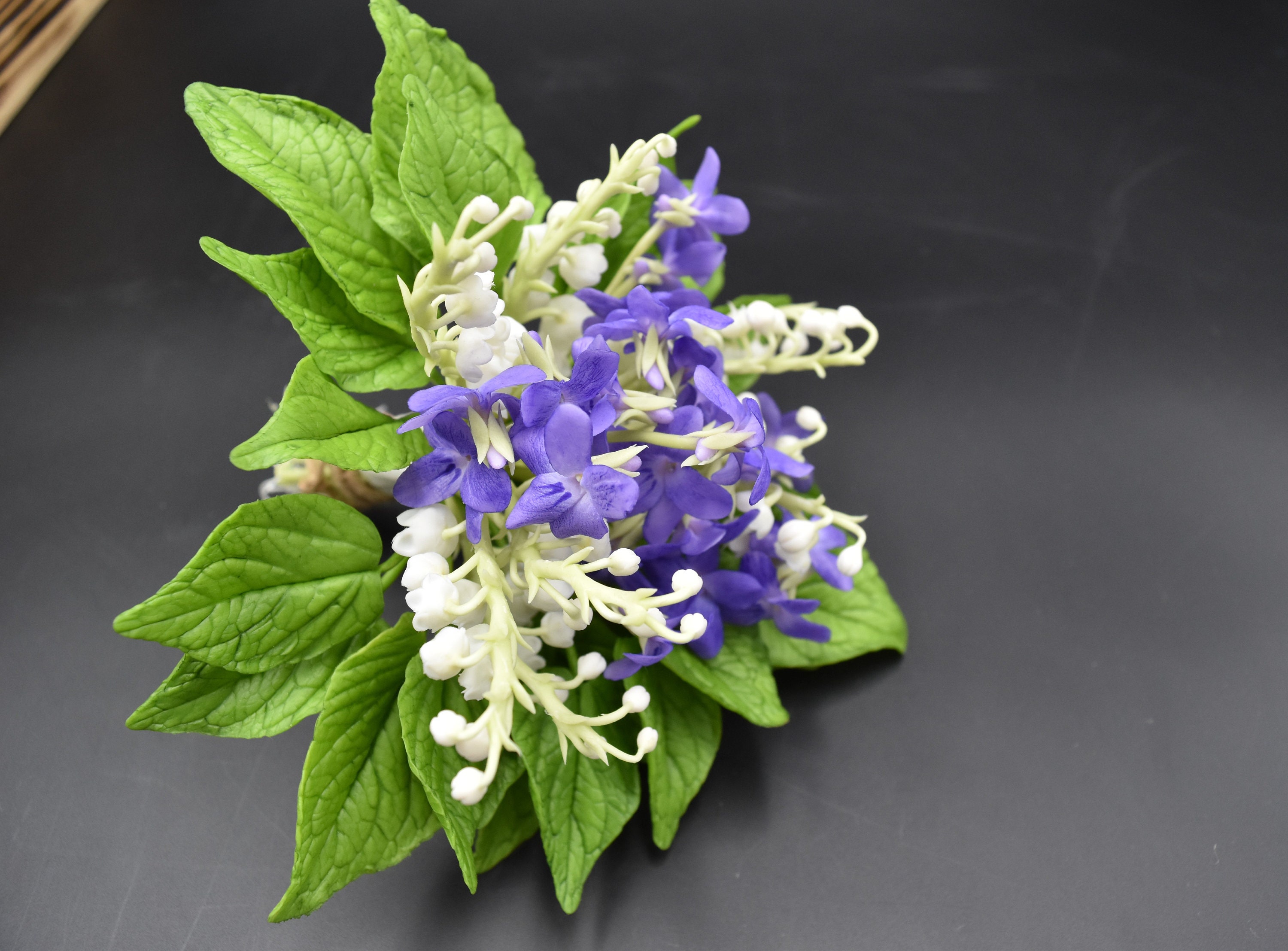 Forest violets bouquet with lilies of the valley wild violet Etsy