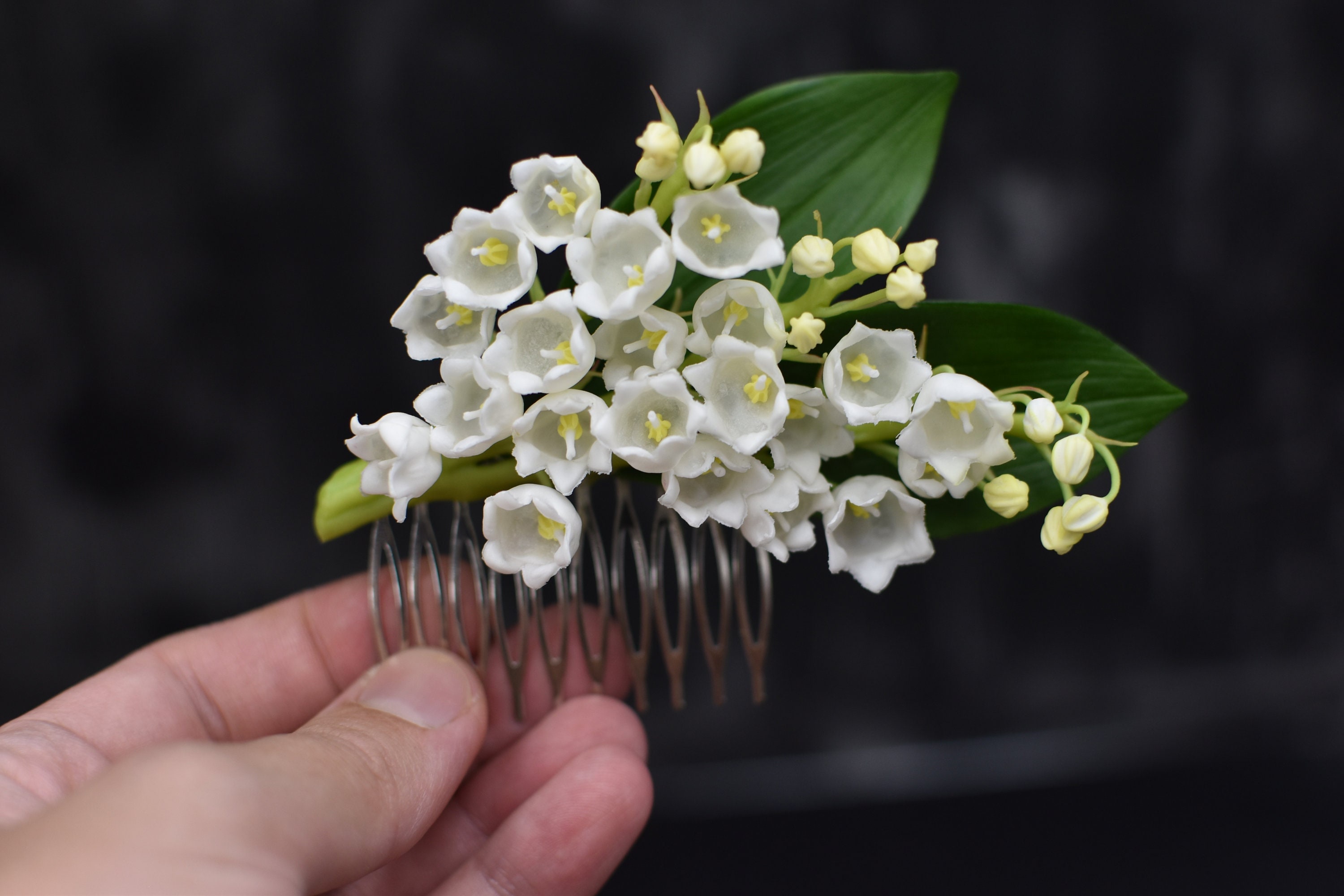 Lily of the Valley Hair Comb: Bridal Floral Hair Jewelry