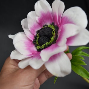 Cold Porcelain Anemone Flower: Handmade Botanical Clay Floral Arrangement