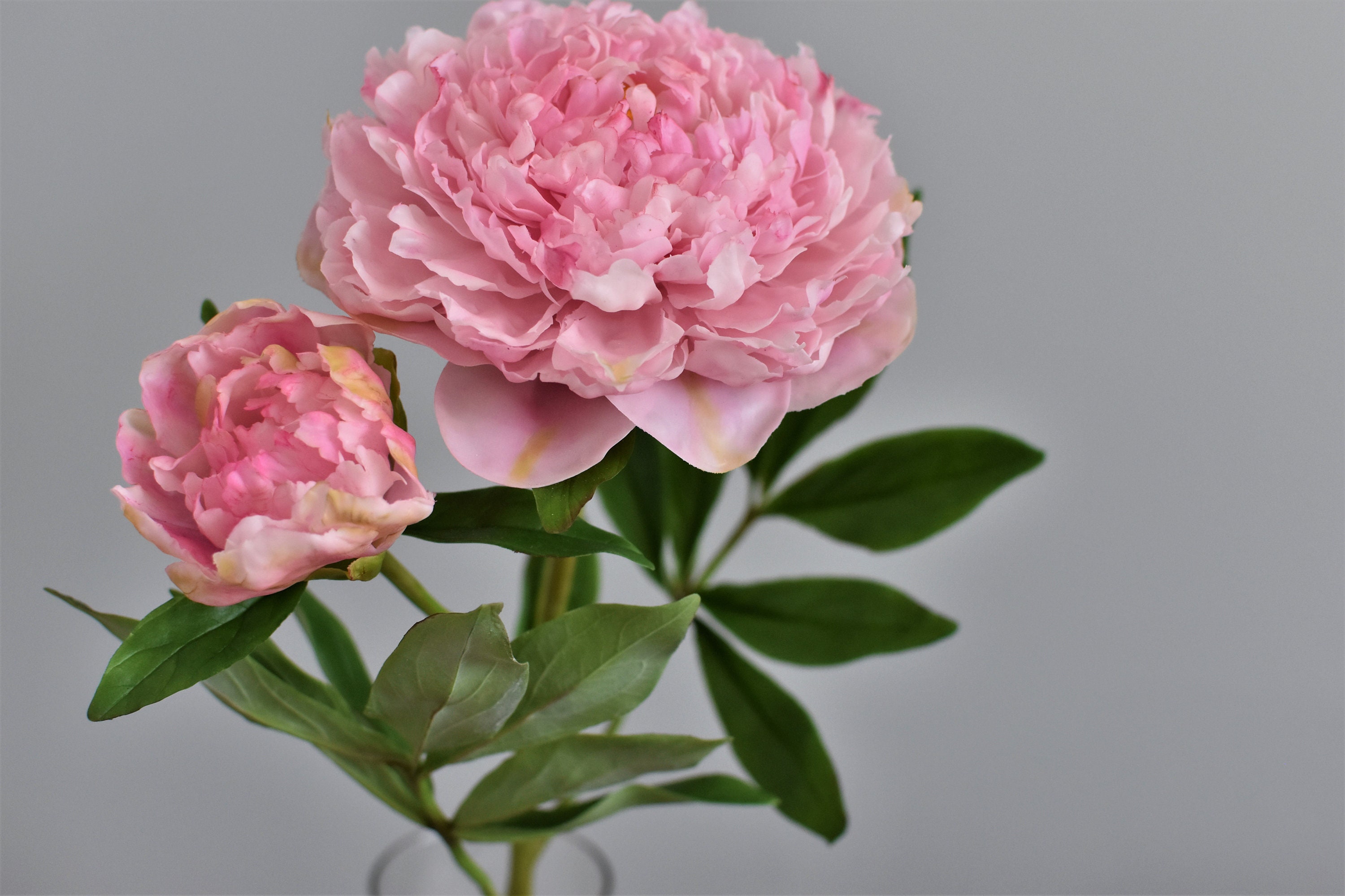 ピンクの粘土牡丹：手作りの磁器の花束、お母さんへの贈り物