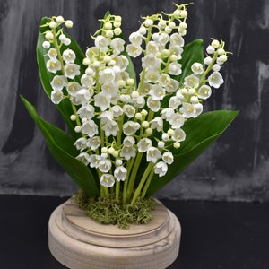 Konwalia zimna porcelana Rzeźba botaniczna Gliniana konwalia Rustykalna kompozycja kwiatowa kwiaty Kwiaty ceramiczne Dekoracja kwiatowa