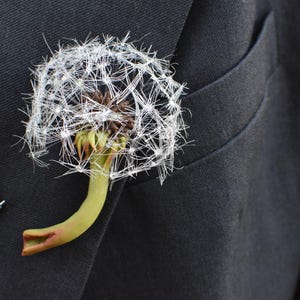 Handmade Silk Dandelion Brooch: Botanical Lapel Pin