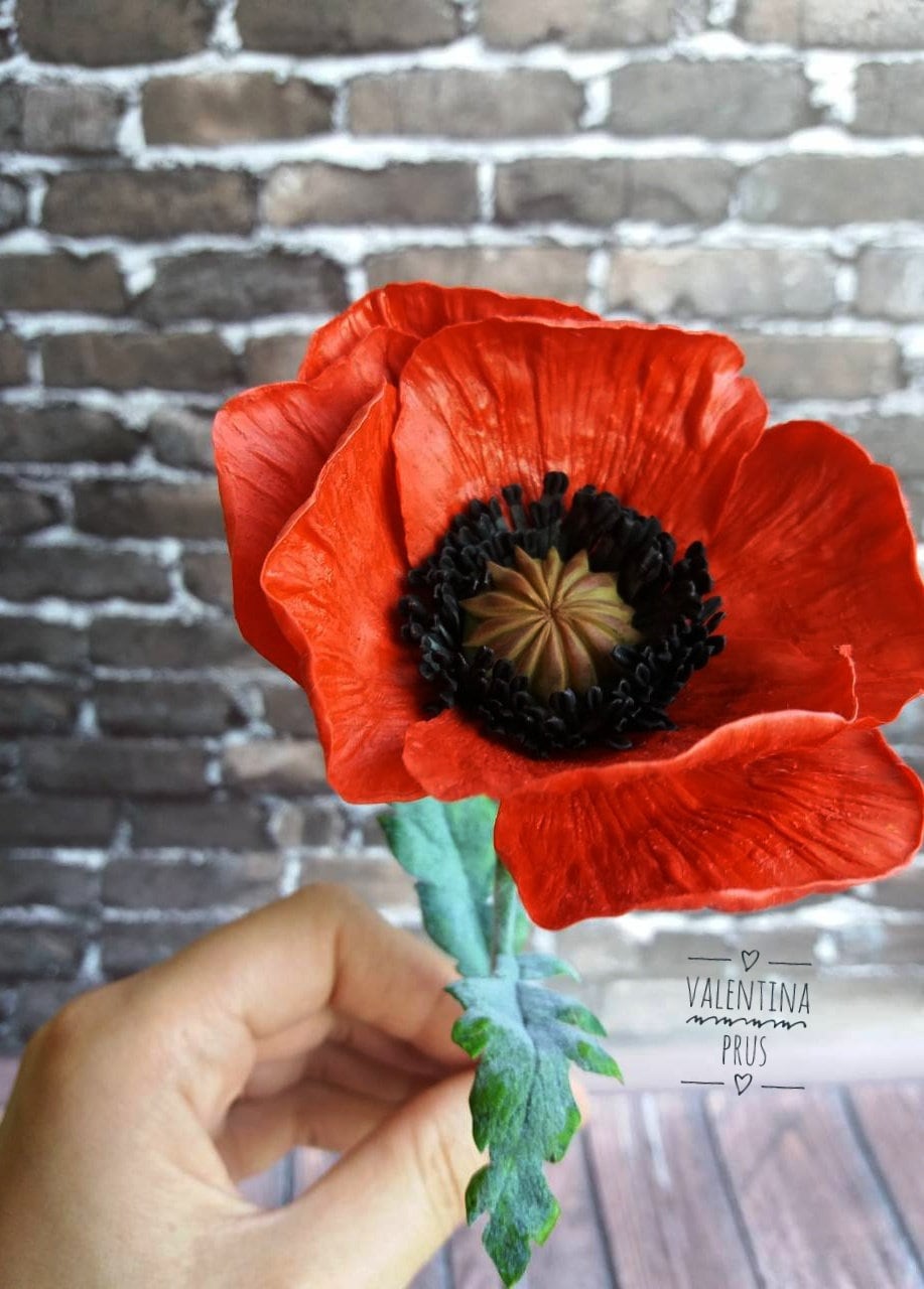 Handmade Cold Porcelain Poppy Flower: Floral Gift for Mom - Etsy