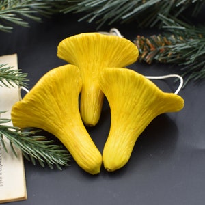 Set of 3 Cold Porcelain Mushroom Christmas Tree Ornaments