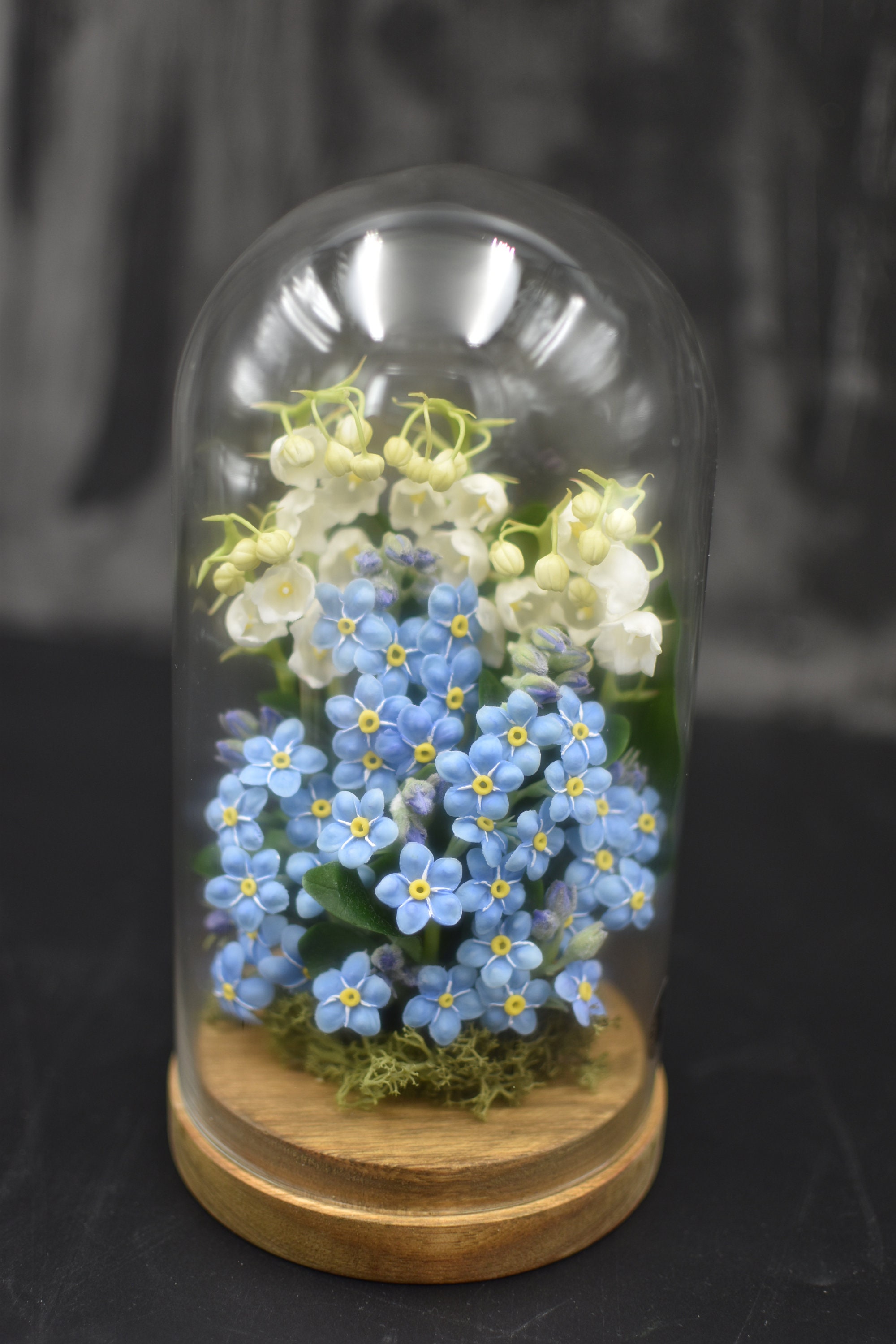 Cold Porcelain Flower Dome: Forget-me-nots & Lily of the Valley - Etsy