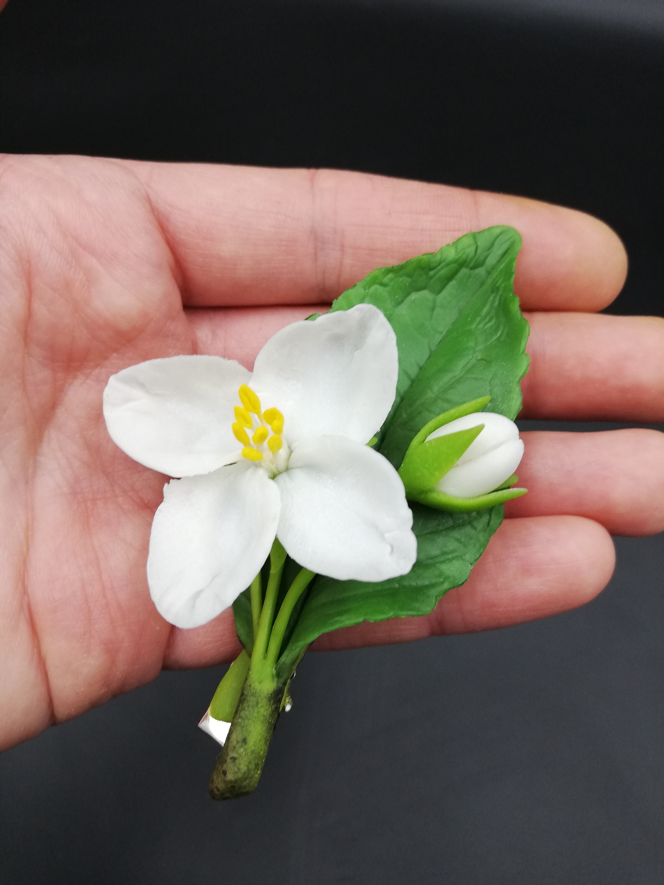 White jasmine flower hairclip wedding jewelry Etsy