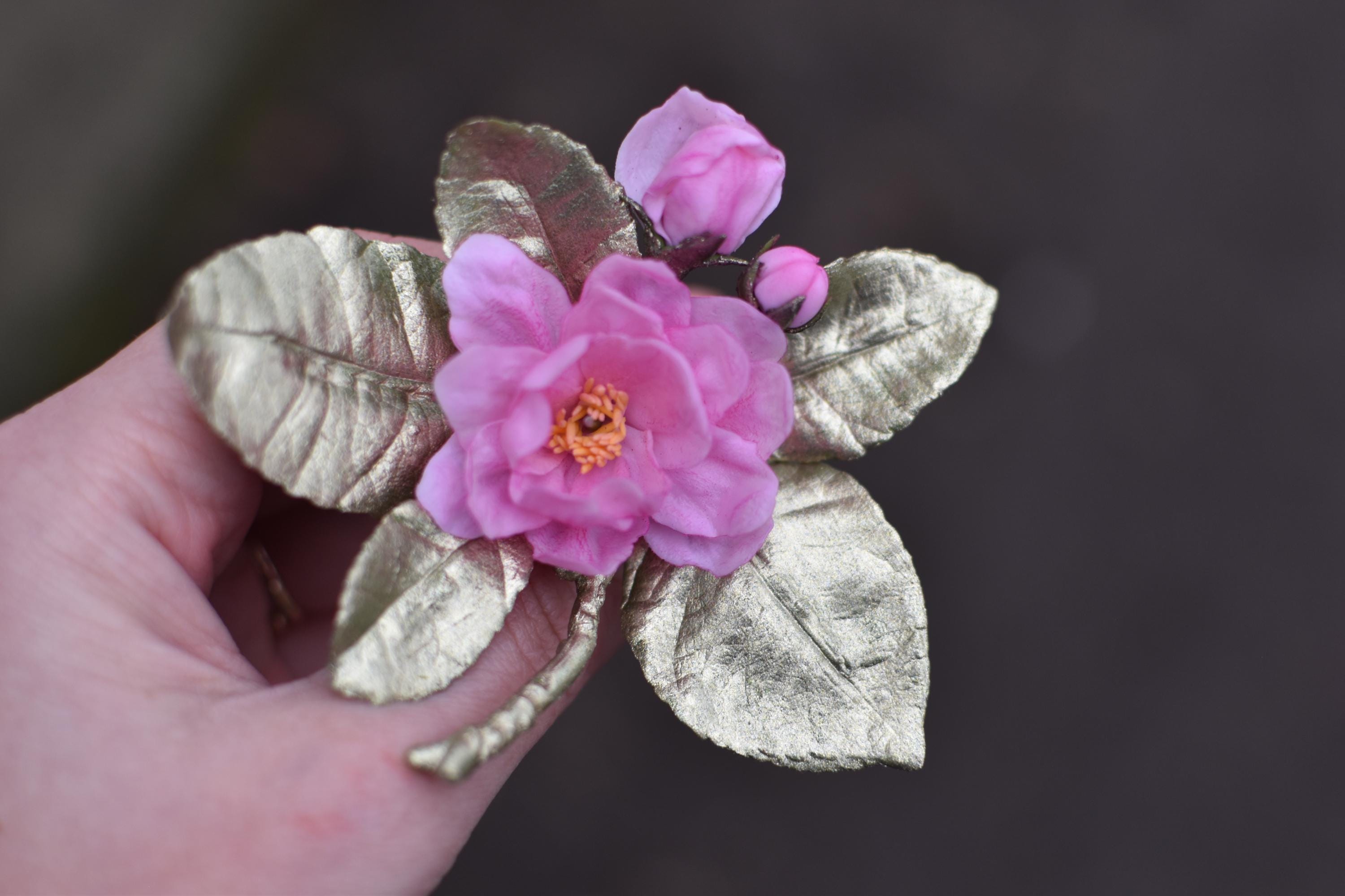 Sakura Hair Pin: Gold Cherry Blossom, Bridal Hair Piece - Etsy display picture 2