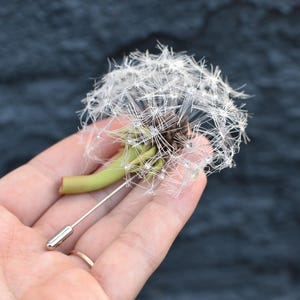 Handmade Fluffy Dandelion Brooch: Silk Flower Lapel Pin