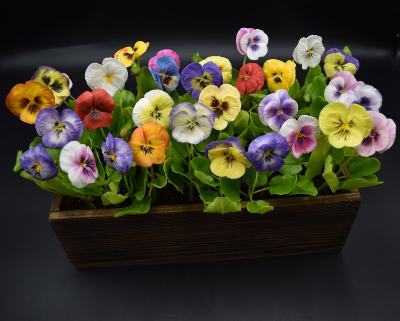 Pansies Viola Bouquet Flower Arrangements Clay Flowers Etsy