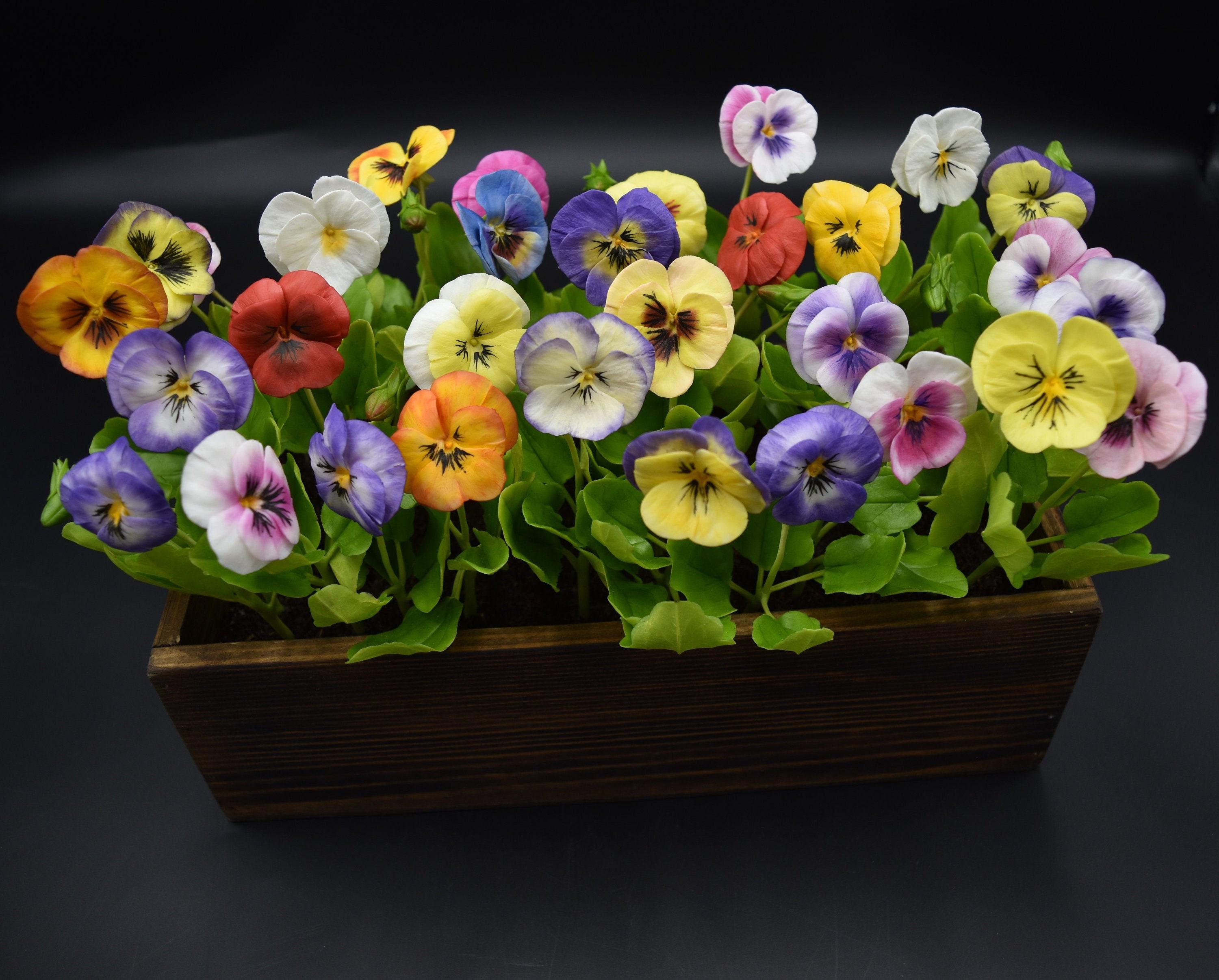 Pansies Viola Bouquet Flower Arrangements Clay Flowers Etsy