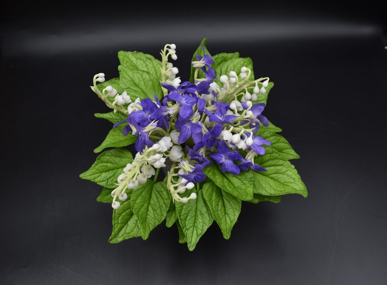 Forest violets bouquet with lilies of the valley wild violet Etsy