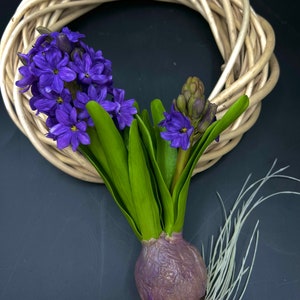 Hyacinth Real Touch Violet Hyacinth Hand Sculpted Hyacinth Hyacinth With Bulb And Roots Artificial Bulbous Hyacinth Botanical Wall Art