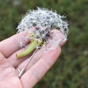 Handmade Silk Dandelion Brooch: Botanical Lapel Pin