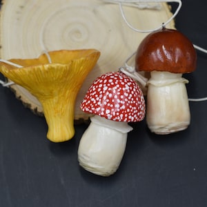 Handmade Mushroom Christmas Ornament Set: Realistic Fly Agaric Decoration