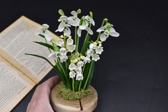 Handmade Cold Porcelain Snowdrop & Lily of the Valley Flowers