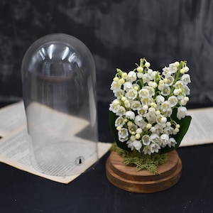 Lily of the Valley in Glass Dome: Cold Porcelain Floral Arrangement
