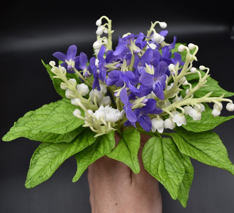 Forest violets bouquet with lilies of the valley wild violet Etsy