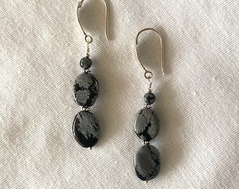 Snowflake Obsidian Earrings