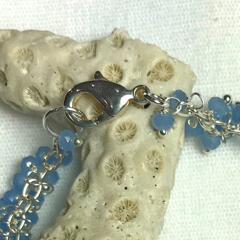 Cascading Wire Wrapped Blue Chalcedony Bracelet