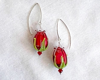 Glamorous Glass Tulip Earrings