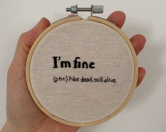 Ich bin lustige Stickerei Hoop Art, Handarbeiten Dekor
