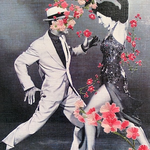 Gioco di danza, / Ricamo su carta A3, arte del ricamo, lavoro di ricamo, ricamo,