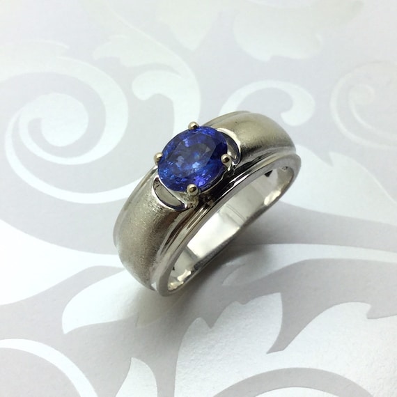 Vintage Tanzanite Ring ~ 14kt White Gold ~ Zoisit… - image 2