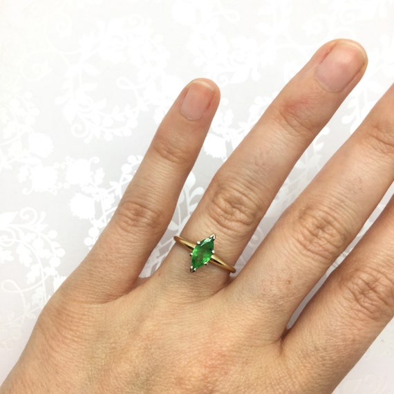 Vintage Tsavorite Garnet Ring ~ 14K Yellow Gold S… - image 2