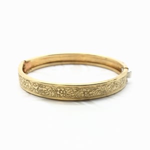 Vintage Gold-tone Embossed Hinged Bracelet ~ Bangle ~ Baby Bracelet ~ Child Bracelet ~ Small Hinged Bangle