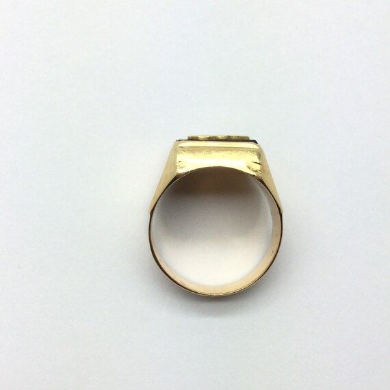 Vintage Art Deco Onyx Ring ~ Gold Initial Ring ~ … - image 5