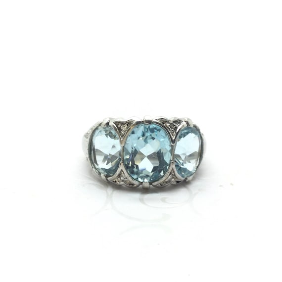 Vintage Blue Topaz Ring ~ Victorian Style Ring ~ S