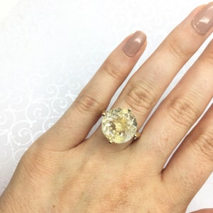 Rutilated Quartz Ring ~ Clear Quartz Golden Rutile ~ Solitaire Ring ~ Gold Rutilated Quartz ~ Yellow Gold Ring