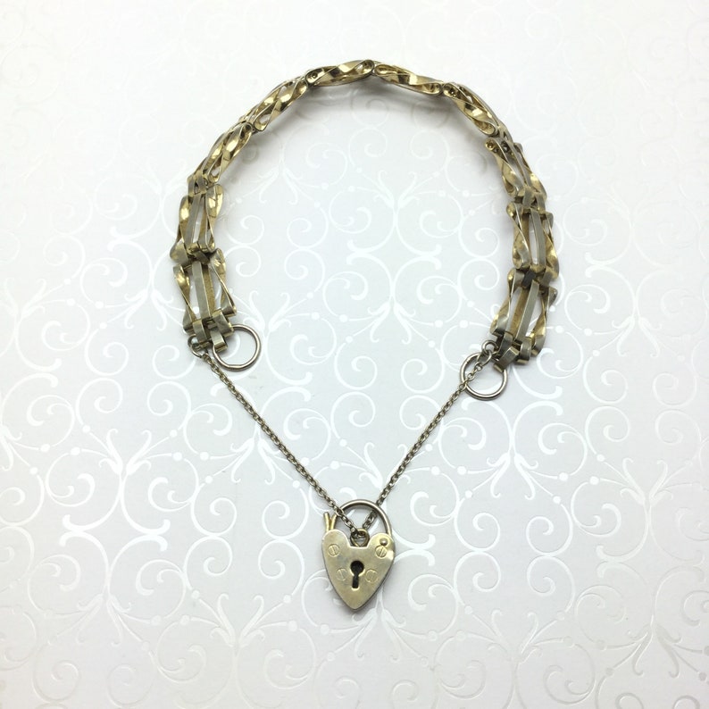 Vintage Gate Bracelet Heart Padlock Antique Style Bracelet | Etsy