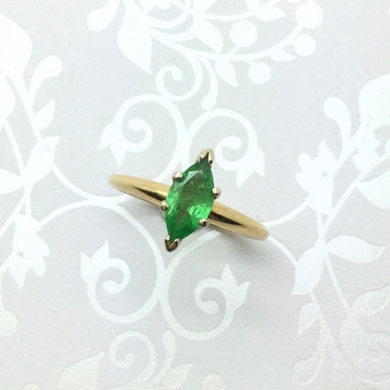 Vintage Tsavorite Garnet Ring ~ 14K Yellow Gold S… - image 1